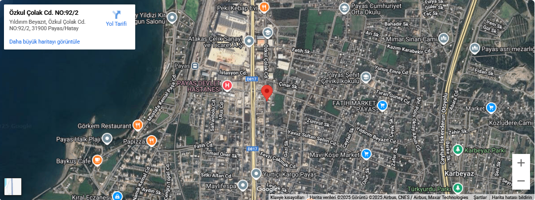 Ar Yapı İnşaat Konum Haritası - Hatay Payas Adresimiz